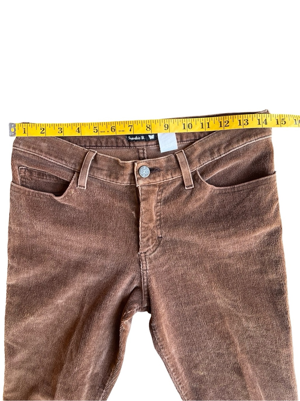 Rare FRANKIE B Y2K Flare Brown Velvet Pants Early-2000s USA-Made 9” Rise Stretch - Picture 9 of 10
